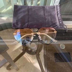 Brand New Heart Pink Blue Gradient Sunglasses